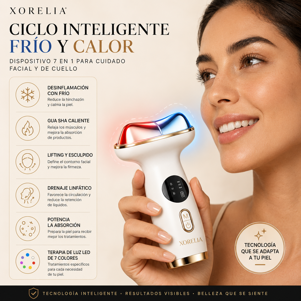 Funciones XORELIA Glow 7 en 1